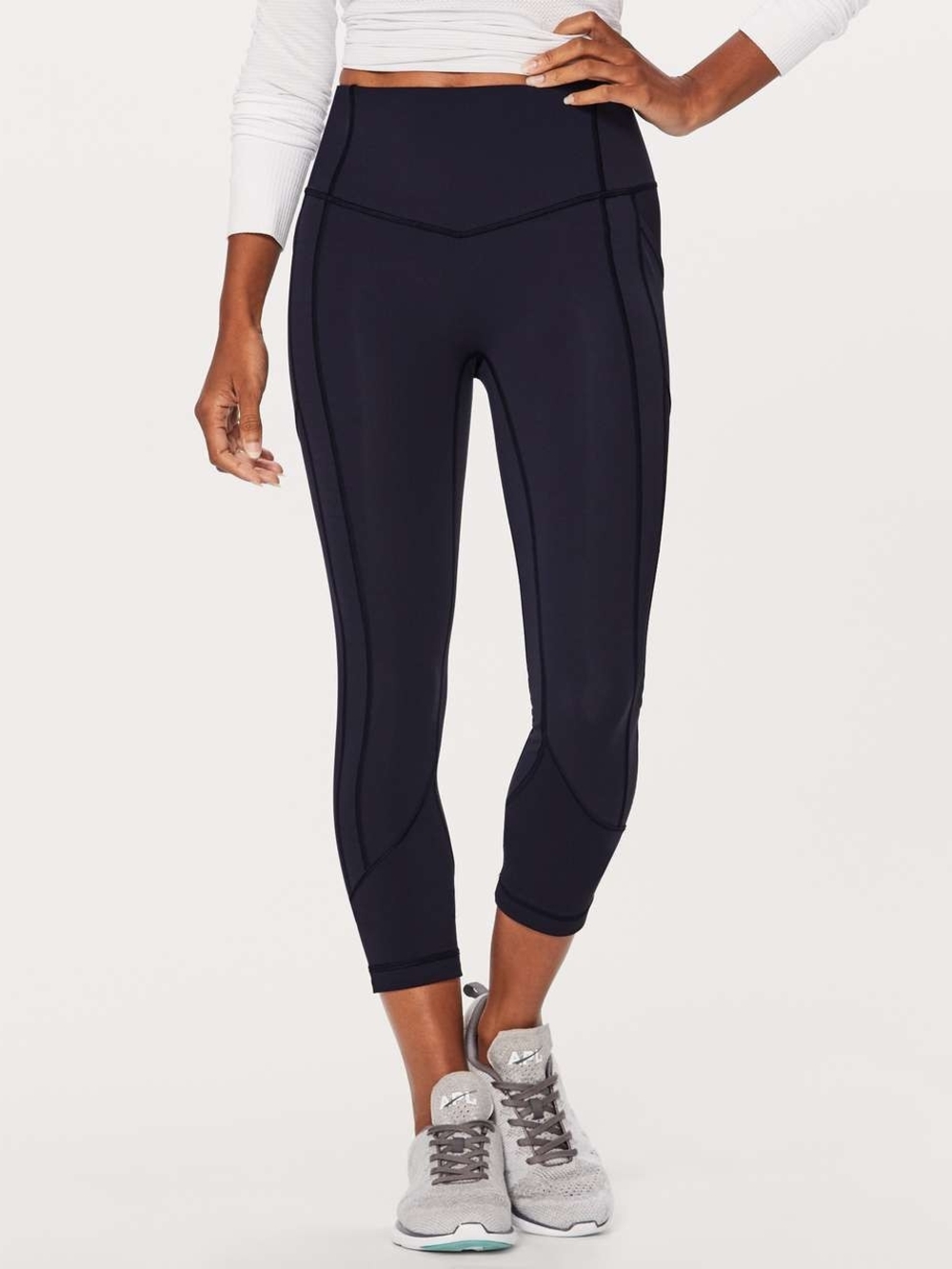 lululemon athletica Black High-Waist Sculpted Capris, Size 8